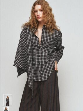 Zara Plaid Button Down with Scarf